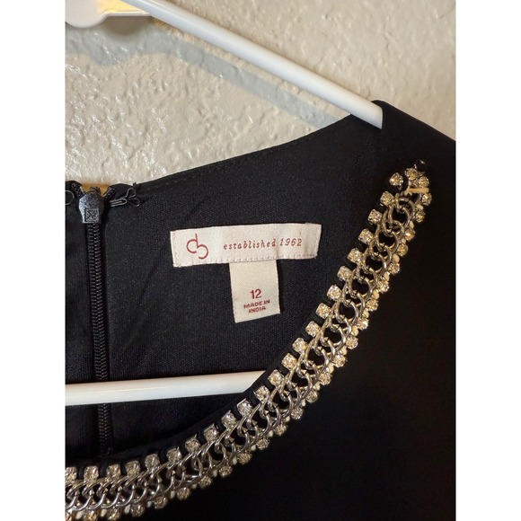 CB Established 1962 Black Dress Sleeveless Rhinestone Neck Cocktail Party - Picture 3 of 3